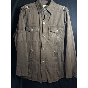 Austin Clothing Co Men’s M Brown Army Pockets Snaps Button Down